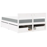 Bed with Drawers and Mattress White 120x200 cm Solid Wood Pine 3281902