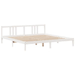 ZNTS Bookcase Bed without Mattress White 200x200cm Solid Wood Pine 3322290