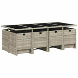 Garden Dining Set Light grey PE rattan 12-seater Foldable 3210623