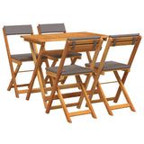 Bistro Set with Cushion 5 pcs Oil Natural Solid Acacia Wood 4105505