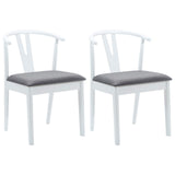Dining Chair 2 pcs White and Grey Solid Rubber Wood 42020406