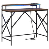 Desk with Shelf Brown Oak 100 x 50 x 86.5 cm Engineered Wood 859399