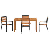 Garden Dining Set 5 pcs Black Solid Acacia Wood 3365535