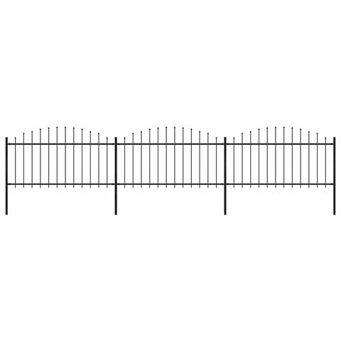 Garden Fence with Spear Top Steel 537x150 cm Black 277732