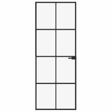 Interior Door Black 76x201,5 cm Tempered Glass&Aluminium Slim 153662