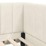 Corner Bed Frame with Headboard Cream 90 cm x 190 cm Velvet 42016345