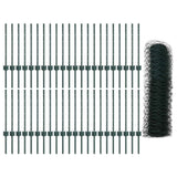 Welded Wire Fence 100 x 0.5 m PVC-Coated Steel Green 3336778
