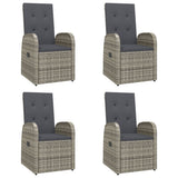 5 Piece Garden Dining Set Grey Poly Rattan&Solid Wood Acacia 3157619
