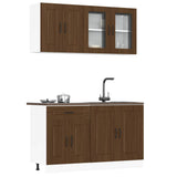 4 Piece Kitchen Cabinet Set Kalmar Brown Oak Engineered Wood 3314858