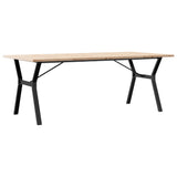 ZNTS Dining Table Y-Frame 200x100x75.5 cm Solid Wood Pine and Steel 3282789