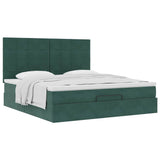 ZNTS Ottoman Bed with Mattresses Dark Green 160x200cm Velvet 3313484