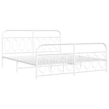 Metal Bed Frame without Mattress with Footboard White 180x200cm 377188