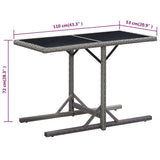 Garden Table Anthracite 110x53x72 cm Glass and Poly Rattan 46455