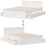 Bed Frame without Mattress with Headboard White 150x200 cm King Size Solid Wood Pine 3308763