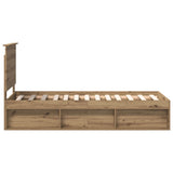 Bed Frame Artisian Oak 75 x 190 cm Solid Pine Wood 3411081