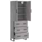 Highboard Grey Sonoma 69.5x34x180 cm Engineered Wood 3195873
