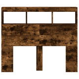 Headboard Cabinet with LED Smoked Oak 120x17x102 cm 839193