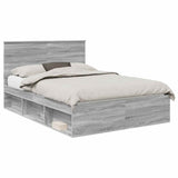 Bed Frame Grey Sonoma 140 x 190 cm Solid Pine Wood 3409350