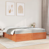 Bed with Mattress Wax Brown 180x200 cm Super King Solid Wood Pine 3281927