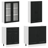 Kitchen Unit PORTO 8 pcs Black Engineered Wood 3438498