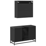 ZNTS 2 Piece Bathroom Furniture Set Black Engineered Wood 3300920