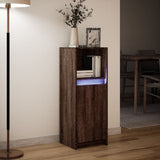 Sideboard with LED Brown Oak 38x34x100 cm Engineered Wood 852172