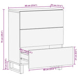 Sideboard White 60x34x75 cm Solid Wood Mango 377454