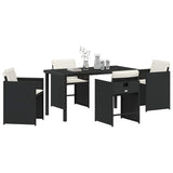 Garden Dining Set with Cushion 5 pcs Black Poly Rattan 3379973
