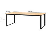 Garden Table for 6 People, 160 x 80 x 75 cm Rectangle Outdoor Dining Table with Slatted Top, Metal T3398P328008
