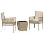 Garden Bistro Set 3 pcs Beige Poly rattan 3334959
