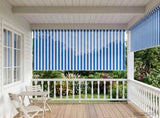 Outdoor Roller Blind 90% UV Block Blue and White Stripe HDPE 42035972
