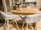 Set of 2 Bar Stools Modern Upholstered Seat Bar Chairs w/ Metal Frame, Solid Wood Legs Living Room T3398P328157