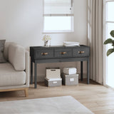 Console Table Grey 114x40x75 cm Solid Wood Pine 821756