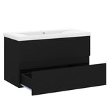 Sink Cabinet With Basin Black and White Engineered Wood, Ceramic 3071550