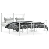 Metal Bed Frame without Mattress with Footboard White 140x200cm 374407