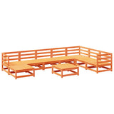 9 Piece Garden Sofa Set Wax Brown Solid Wood Pine 3299582