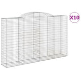 Arched Gabion Baskets 10 pcs 300x50x180/200 cm Galvanised Iron 3146781
