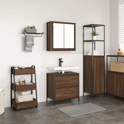ZNTS 2 Piece Bathroom Furniture Set Brown Oak Engineered Wood 3328368