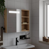 Bathroom Mirror Cabinet with LED Light Oak 60x13x52 cm 357972