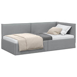 Corner Bed Frame with Headboard Light Grey 90 x 200 cm Velvet 42016463