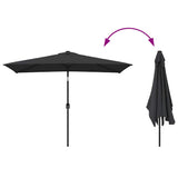 Garden Parasol with Metal Pole 300x200 cm Black 47128