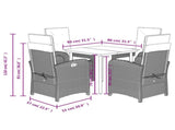 5 Piece Garden Dining Set with Cushions Grey Poly Rattan 3212564