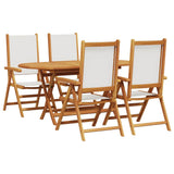 Garden Dining Set Folding 5 pcs Cream White Solid Acacia Wood 3375742