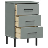 ZNTS Bedside Cabinet with Metal Legs Grey Solid Wood Pine OSLO 350977