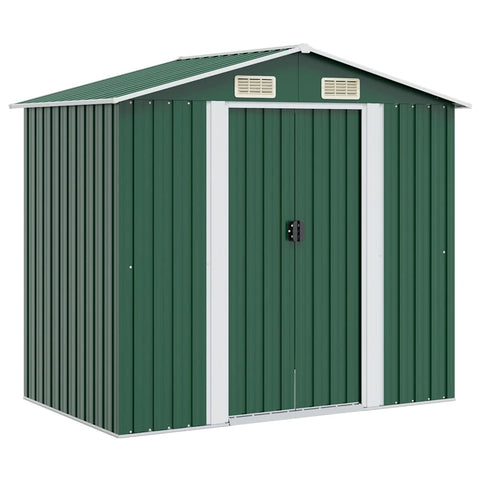 Garden Storage Shed Green Metal 204x132x186 cm 42909
