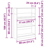 Bookcase Sonoma Oak 80x24x109 cm Engineered Wood 857837