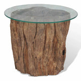 Coffee Table Teak Glass 50x40 cm 245069