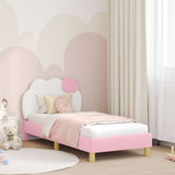 Children's Bed Frame with Headboard Pink 80 x 160 cm PU 42011016