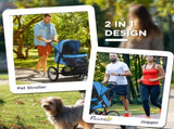Pet Stroller Dog Pram Foldable Dog Pushchair Cat Travel Carriage w/ Adjustable Canopy, Wheels, for T3398P349594