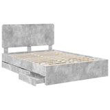 Bed Frame with Drawer Concrete Grey 160 x 200 cm Engineer Wood 3412577